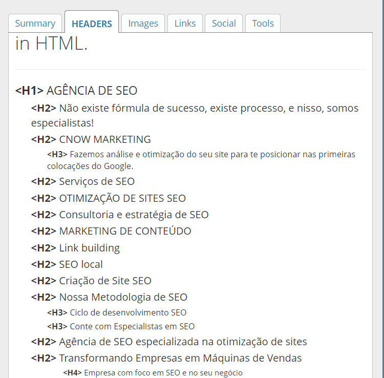 Heading tags e estrutura de texto
