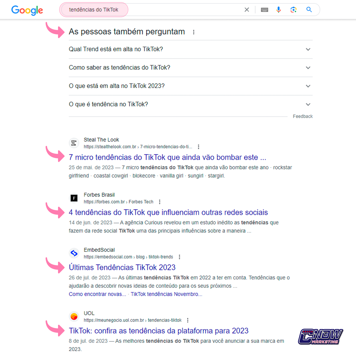 Pesquise no Google por “tendências do TikTok”